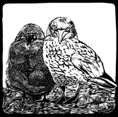 black and white ganmet and chick card